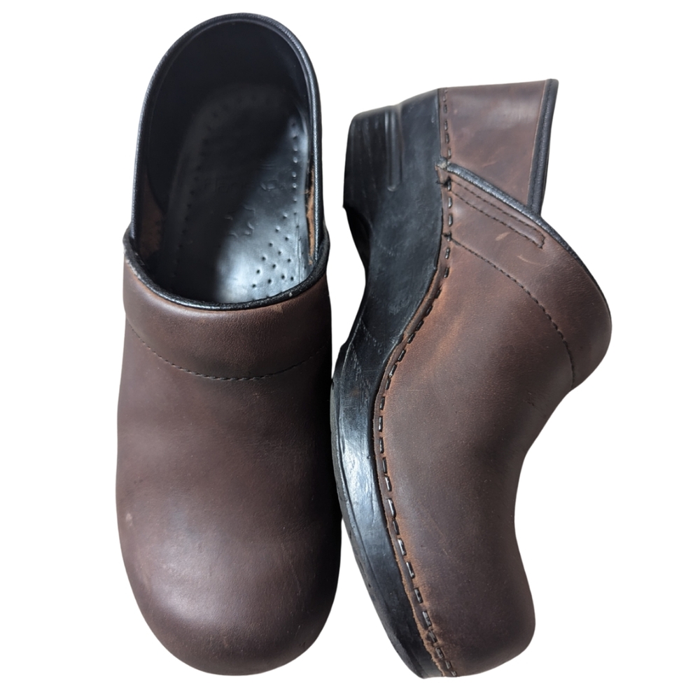 Women's Brown Leather Clogs Size EU 37